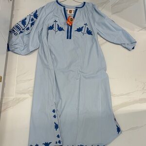 Blue Embroidered Tunic Dress